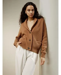 Lilysilk Women's Wool Knit Shawl Collar Cardigan