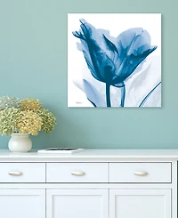 Empire Art Direct "Lusty Blue Tulip" Frameless Free Floating Tempered Glass Panel Graphic Wall Art, 24" x 24" x 0.2"
