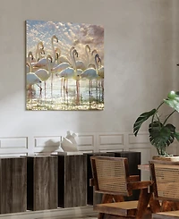 Empire Art Direct "Flamingo Flair" Frameless Free Floating Tempered Glass Panel Graphic Wall Art, 38" x 38" x 0.2"