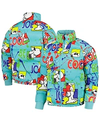 Men's Freeze Max Teal Peanuts Snoopy Joe Cool Puffer Raglan Full-Zip Jacket