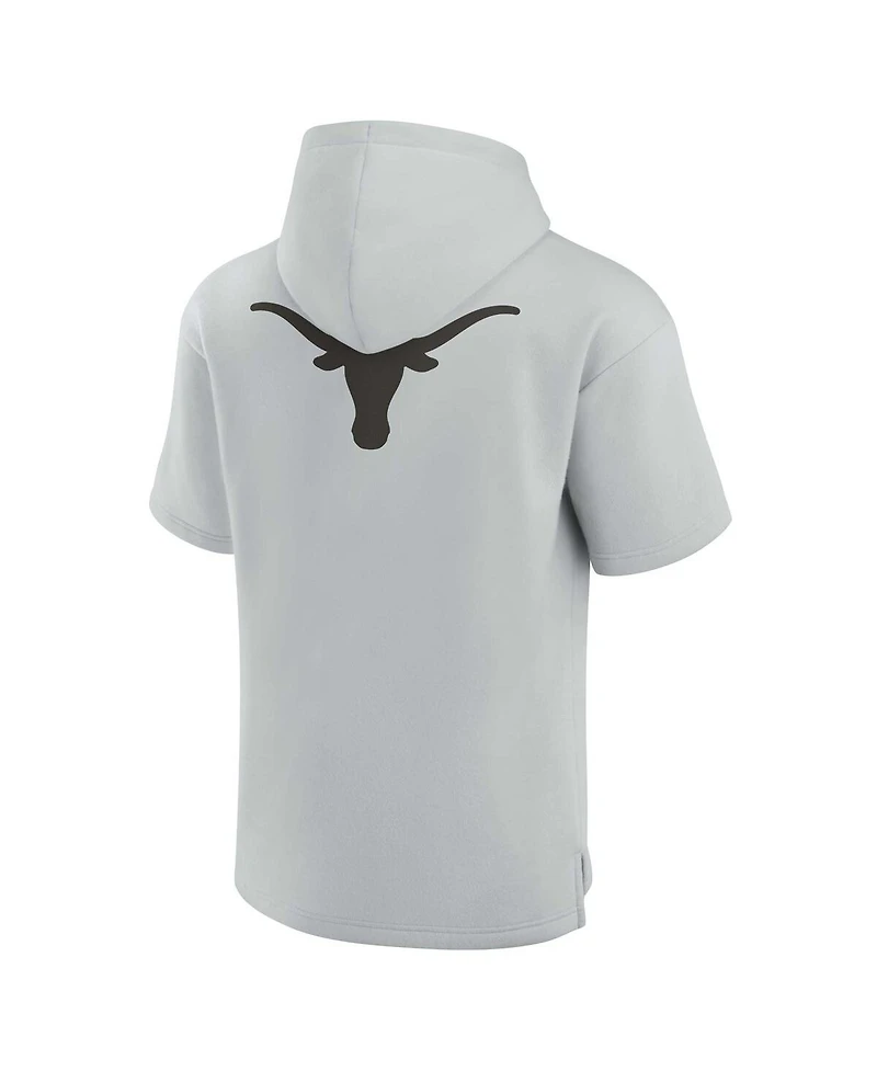 Men's and Women's Fanatics Signature Gray Texas Longhorns Super Soft Fleece Short Sleeve Pullover Hoodie