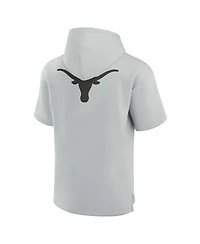 Men's and Women's Fanatics Signature Gray Texas Longhorns Super Soft Fleece Short Sleeve Pullover Hoodie