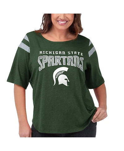 Women's G-iii 4Her by Carl Banks Green Michigan State Spartans Linebacker Half-Sleeve T-shirt