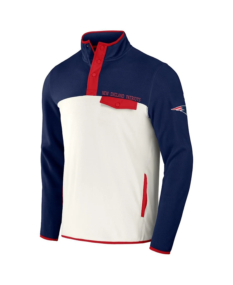 Men's Nfl x Darius Rucker Collection by Fanatics Navy, Cream New England Patriots Micro Fleece Quarter-Snap Jacket