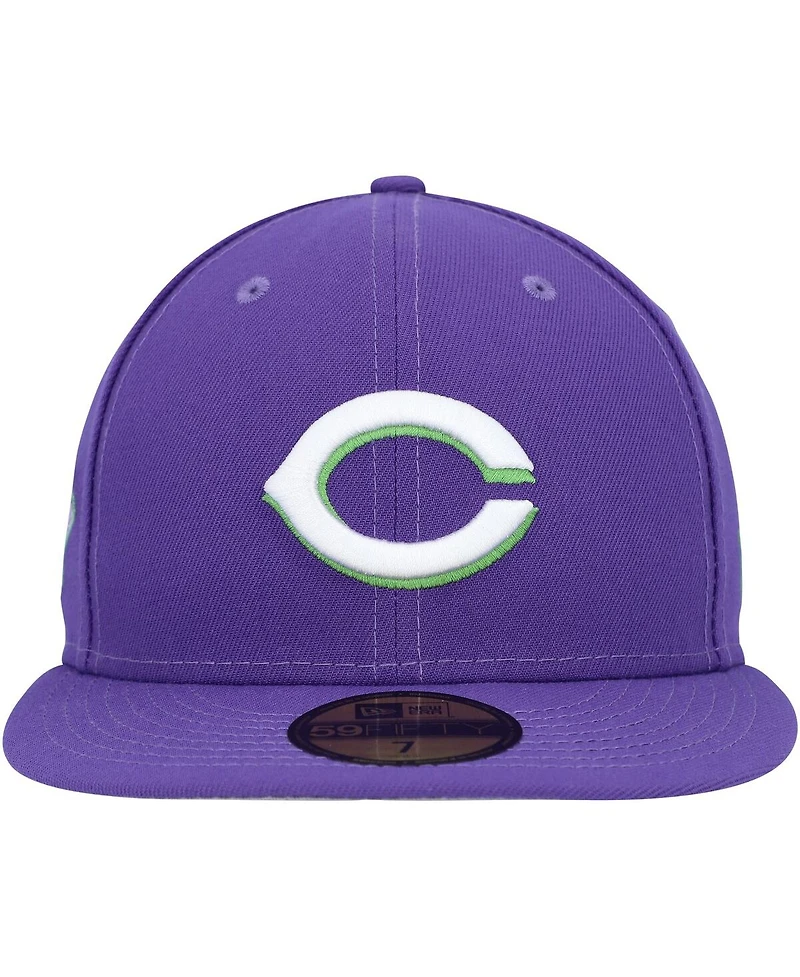 Men's New Era Purple Cincinnati Reds Lime Side Patch 59FIFTY Fitted Hat