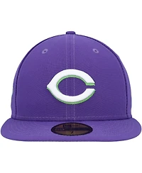 Men's New Era Purple Cincinnati Reds Lime Side Patch 59FIFTY Fitted Hat