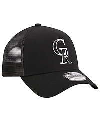 Men's New Era Black Colorado Rockies A-Frame 9FORTY Trucker Adjustable Hat