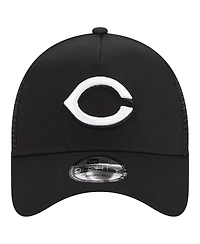 Men's New Era Black Cincinnati Reds A-Frame 9FORTY Trucker Adjustable Hat