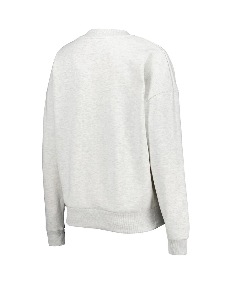 Women's Gameday Couture Heather Gray Iowa State Cyclones Chenille Patch Fleece Pullover Sweatshirt