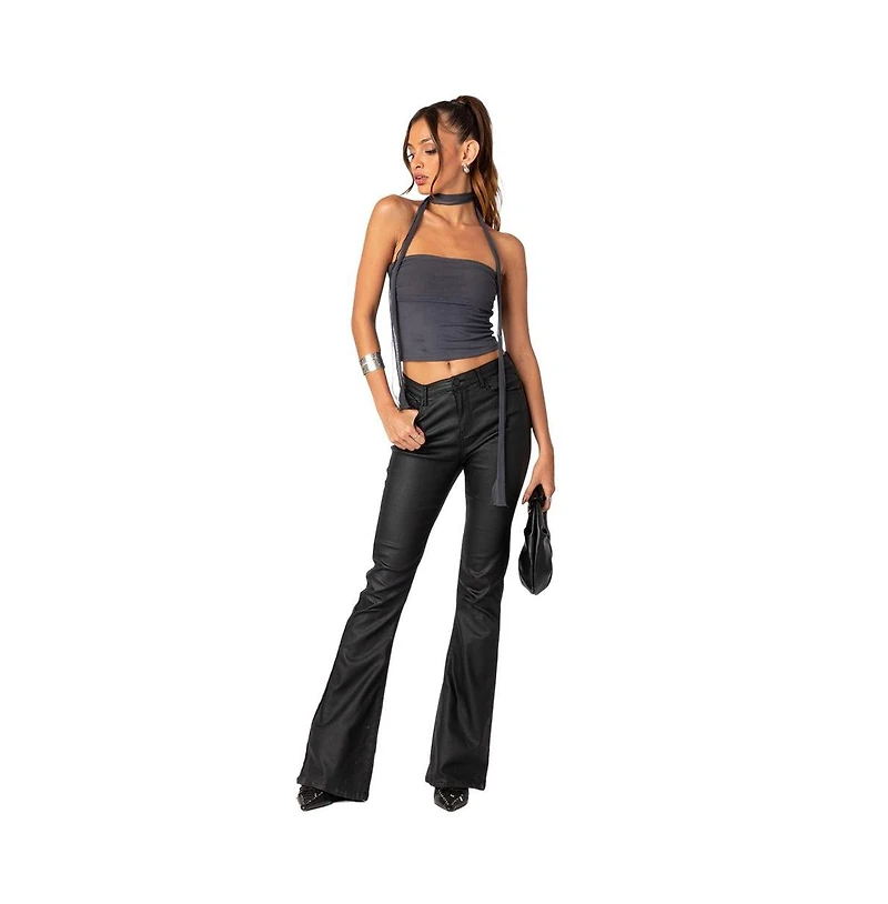 Women's Gathered two piece mesh scarf top