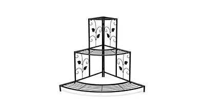 3 Tier Floral Corner Metal Plant Pot Rack