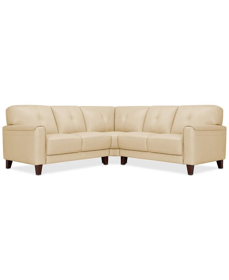 Closeout! Ashlinn 94" 3-Pc. Pastel Leather Sectional, Created for Macy's