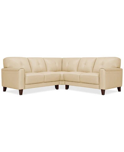 Closeout! Ashlinn 94" 3-Pc. Pastel Leather Sectional, Created for Macy's