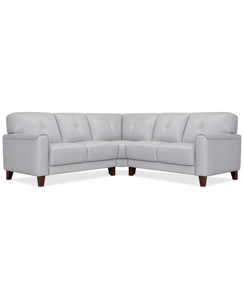 Closeout! Ashlinn 94" 3-Pc. Pastel Leather Sectional, Created for Macy's