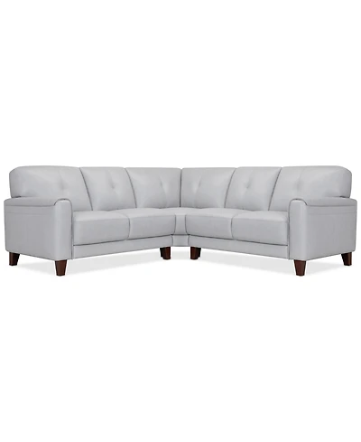 Closeout! Ashlinn 94" 3-Pc. Pastel Leather Sectional, Created for Macy's