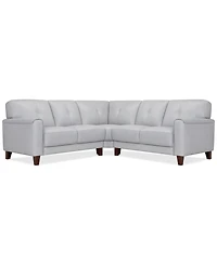 Closeout! Ashlinn 94" 3-Pc. Pastel Leather Sectional, Created for Macy's
