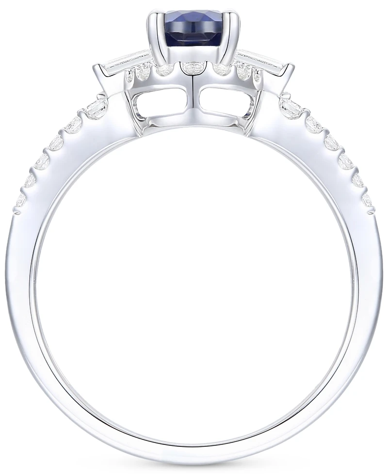 Lab-Grown Blue Sapphire (3/4 ct. t.w.) & Lab-Grown White Sapphire (1/20 ct. t.w.) in Sterling Silver