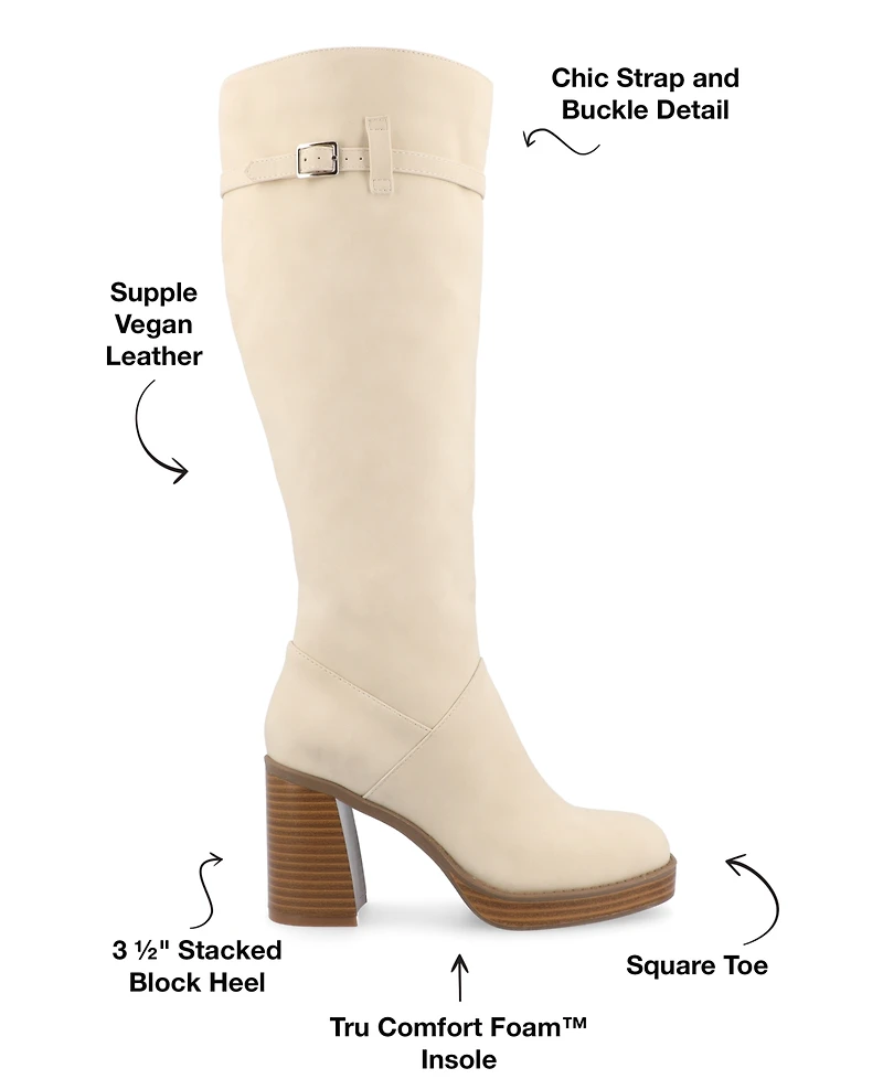 Journee Collection Women's Letice Wide Width Calf Square Toe Platform Knee High Boots
