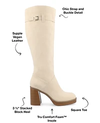 Journee Collection Women's Letice Wide Width Calf Square Toe Platform Knee High Boots