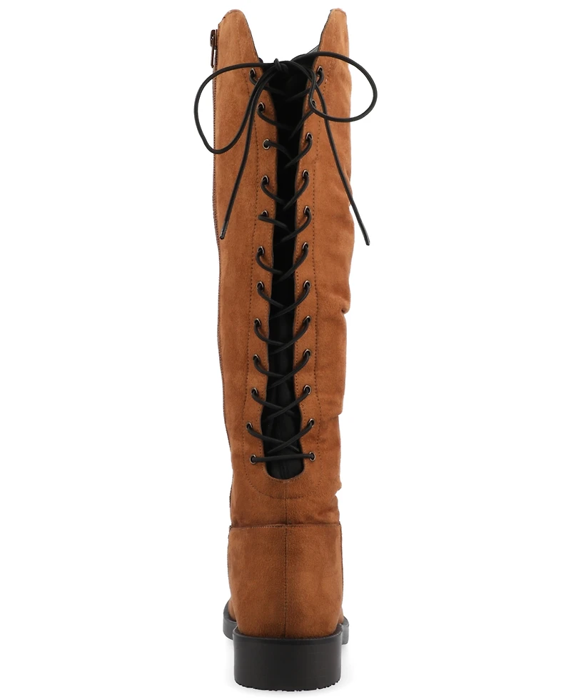 Journee Collection Women's Mirinda Wide Calf Rouched Stretch Knee High Boots