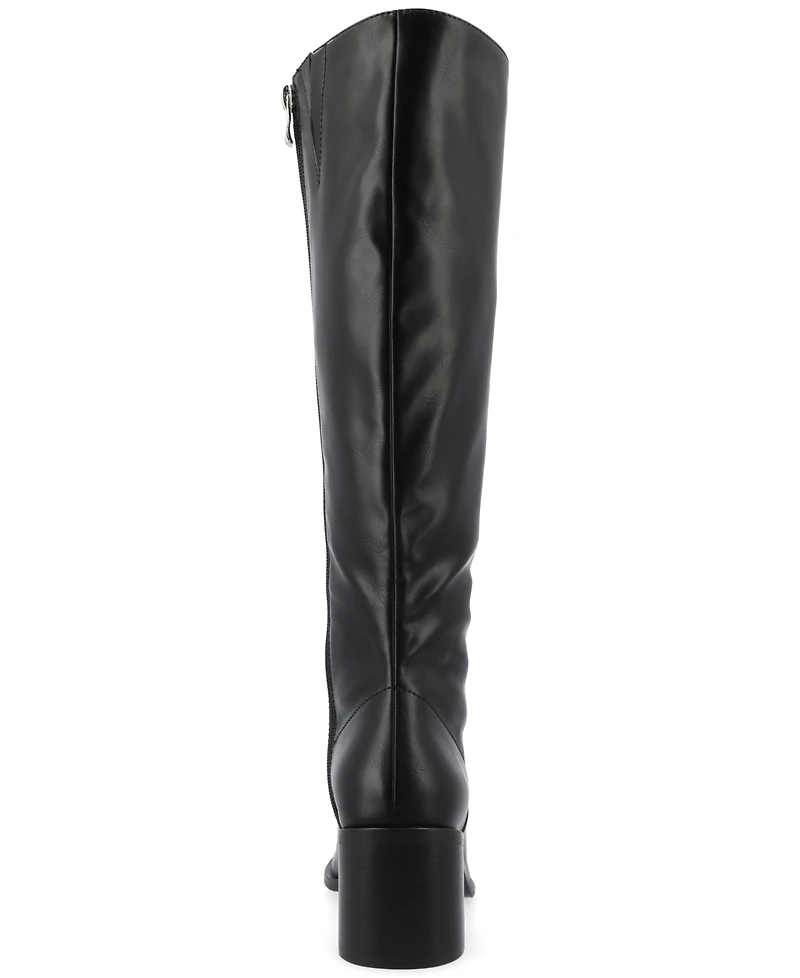 Journee Collection Women's Romilly Round Toe Block Heel Knee High Boots
