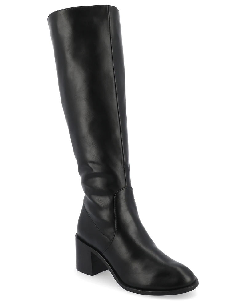 Journee Collection Women's Romilly Wide Width Round Toe Block Heel Knee High Boots