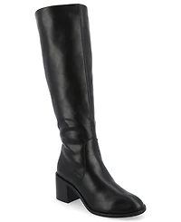 Journee Collection Women's Romilly Wide Width Round Toe Block Heel Knee High Boots