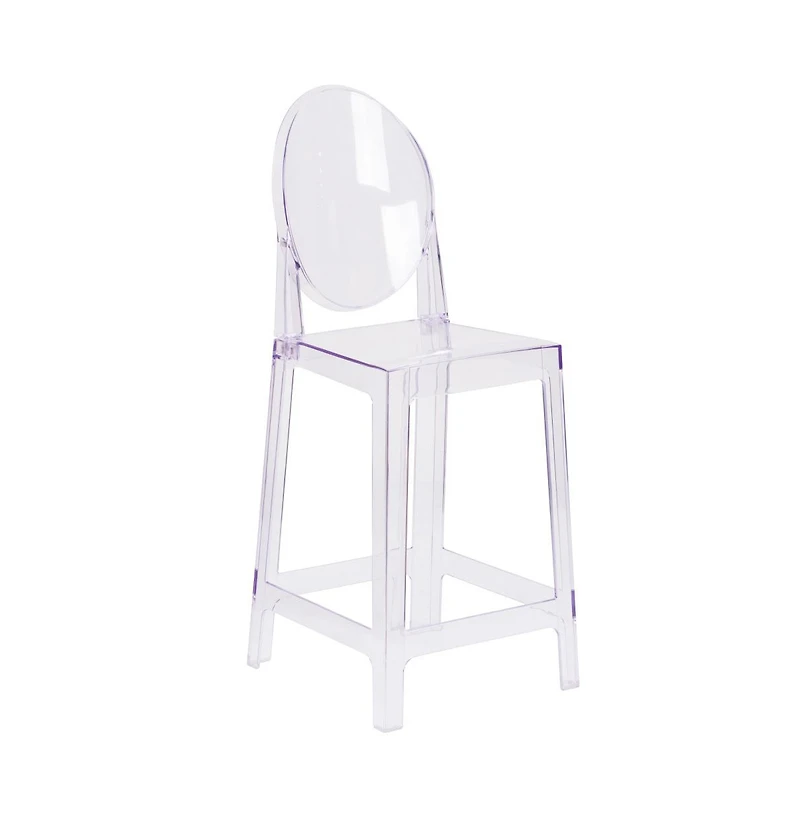 Ghost Counter Stool In Transparent Crystal With Oval Back
