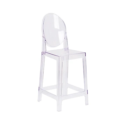 Ghost Counter Stool In Transparent Crystal With Oval Back