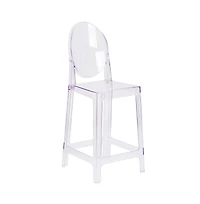 Ghost Counter Stool In Transparent Crystal With Oval Back