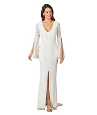 Lara Women's Fallon Long Sleeve Beaded Wedding Gown