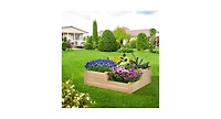 3-Tier Wooden Raised Garden Bed with Open-Ended Base-Natural