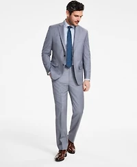 Michael Kors Mens Classic Fit Wool Blend Stretch Solid Vested Suit Separates