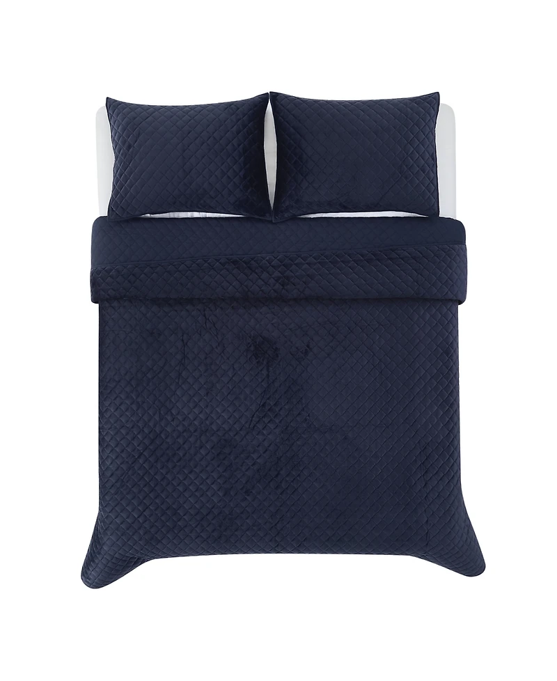 Royal Velvet Diamond 3 Piece Quilt Set, Full/Queen
