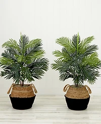 Nearly Natural 36" Artificial Areca Palm Tree with Handmade Jute Cotton Basket Diy kit Set of 2