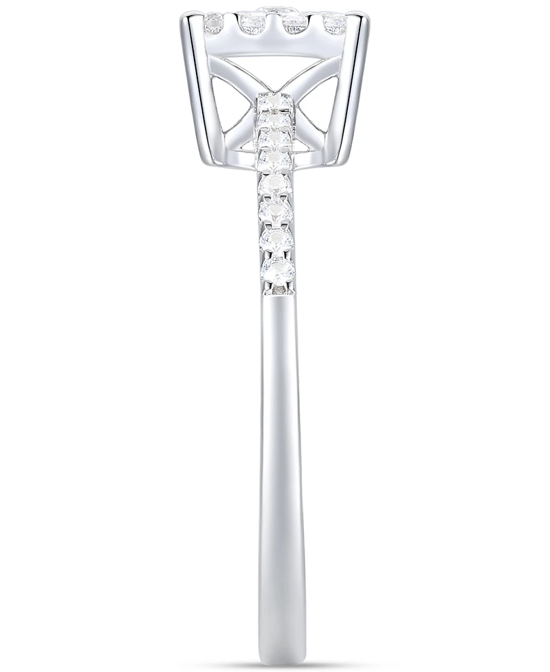 Promised Love Diamond Square Halo Ring (1/4 ct. t.w.) in Sterling Silver