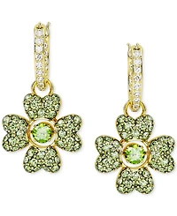 Swarovski Gold-Tone Color Crystal Clover Charm Hoop Earrings