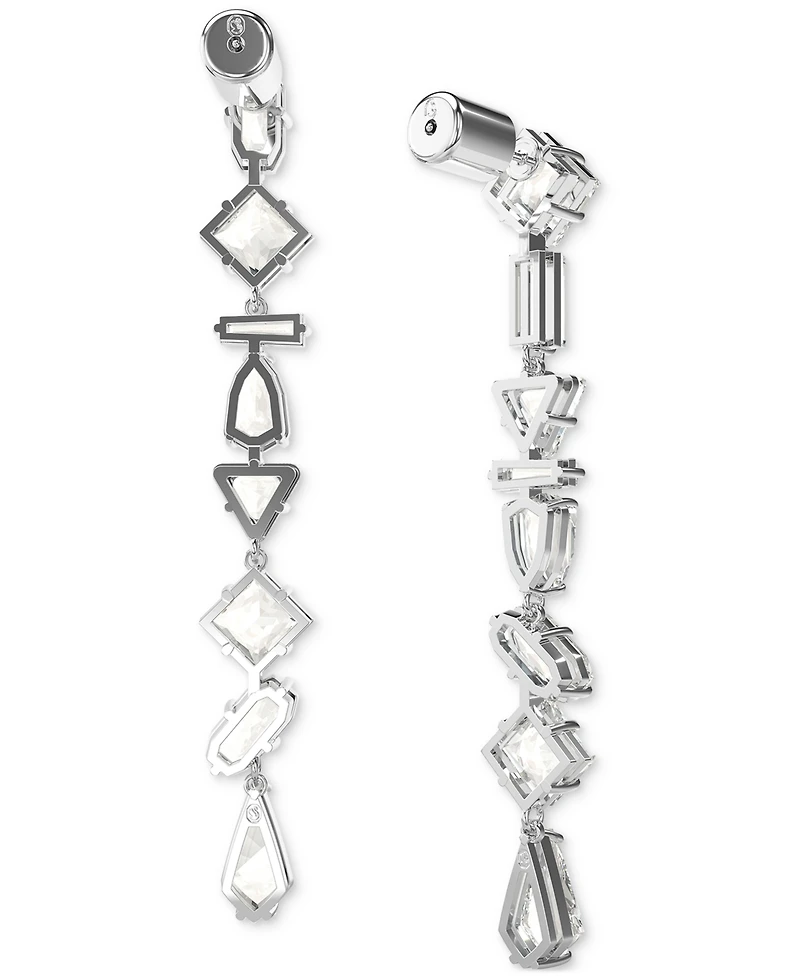 Swarovski Rhodium-Plated Mixed Crystal Linear Drop Earrings