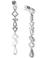 Swarovski Rhodium-Plated Mixed Crystal Linear Drop Earrings