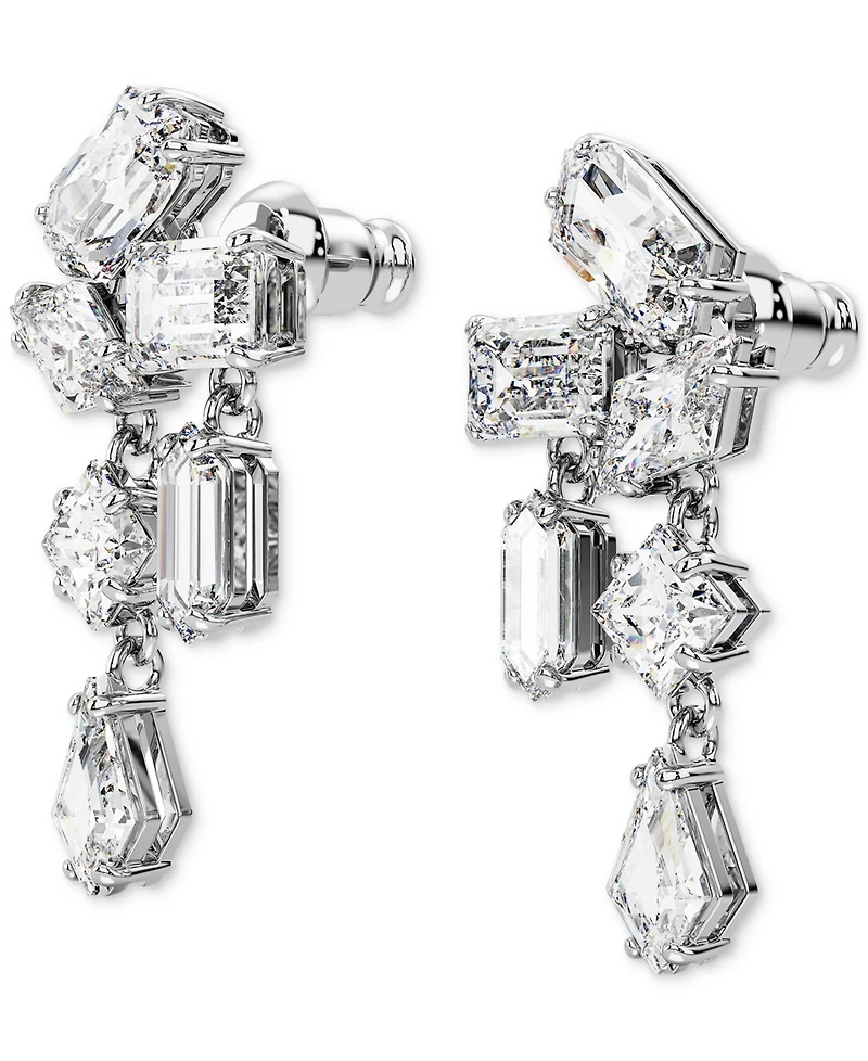 Swarovski Silver-Tone Mesmera Crystal Cluster Drop Earrings