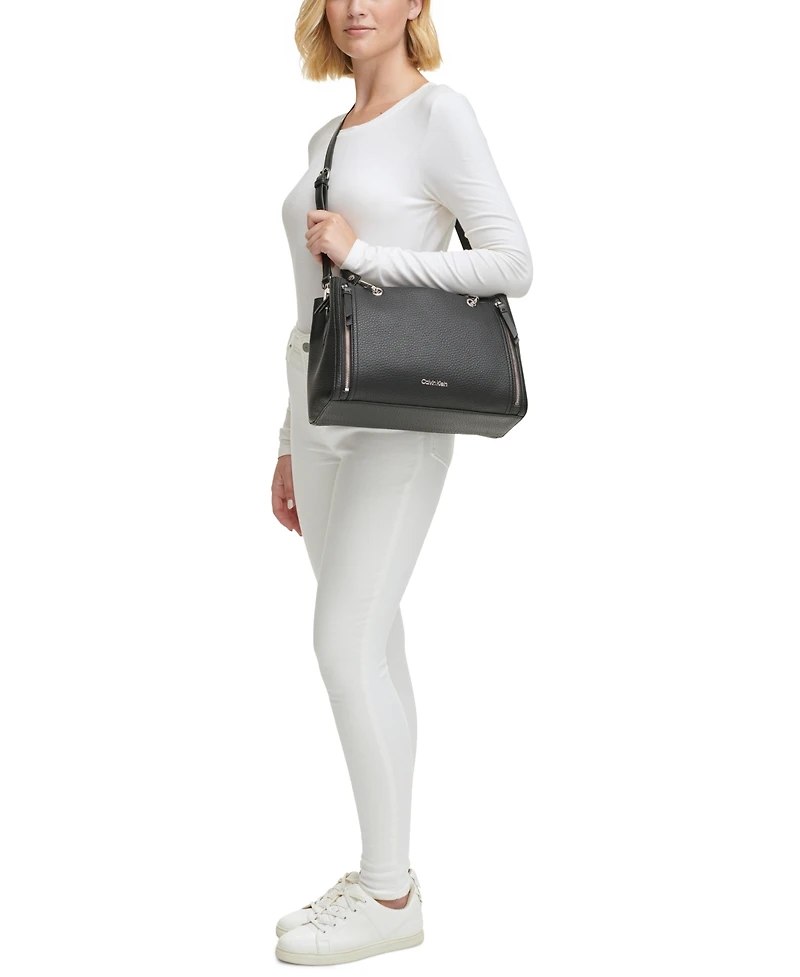 Calvin Klein Garnet Triple Compartment Top Zipper Satchel