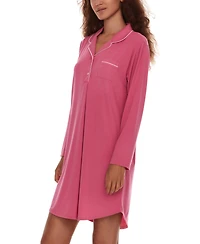 Flora by Flora Nikrooz Women's Deborah Long Sleeve Notch Knit Sleepshirt Nightgown