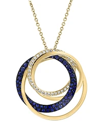 Effy Sapphire (1/2 ct. t.w.) & Diamond (1/6 ct. t.w.) Interlocking Rings 18" Pendant Necklace in 14k Gold