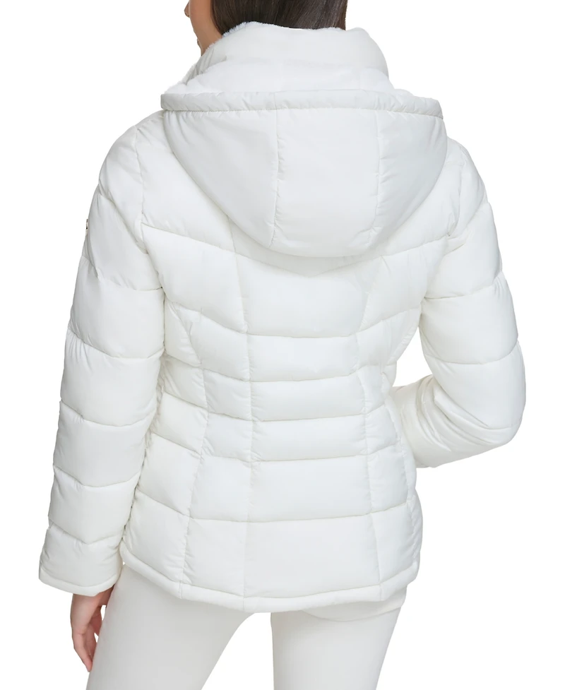 Calvin Klein Women's Faux-Fur-Trim Hooded Puffer Coat, Created for Macy's