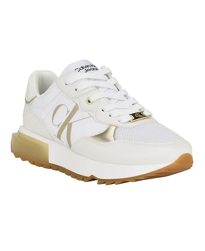 Calvin Klein Women's Magalee Casual Logo Lace-Up Sneakers - White