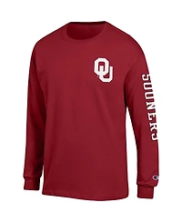 Men's Champion Crimson Oklahoma Sooners Team Stack Long Sleeve T-shirt