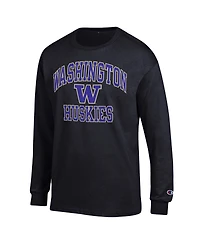 Men's Champion Black Washington Huskies High Motor Long Sleeve T-shirt