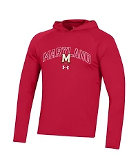 Men's Under Armour Red Maryland Terrapins 2023 Sideline Tech Hooded Raglan Long Sleeve T-shirt
