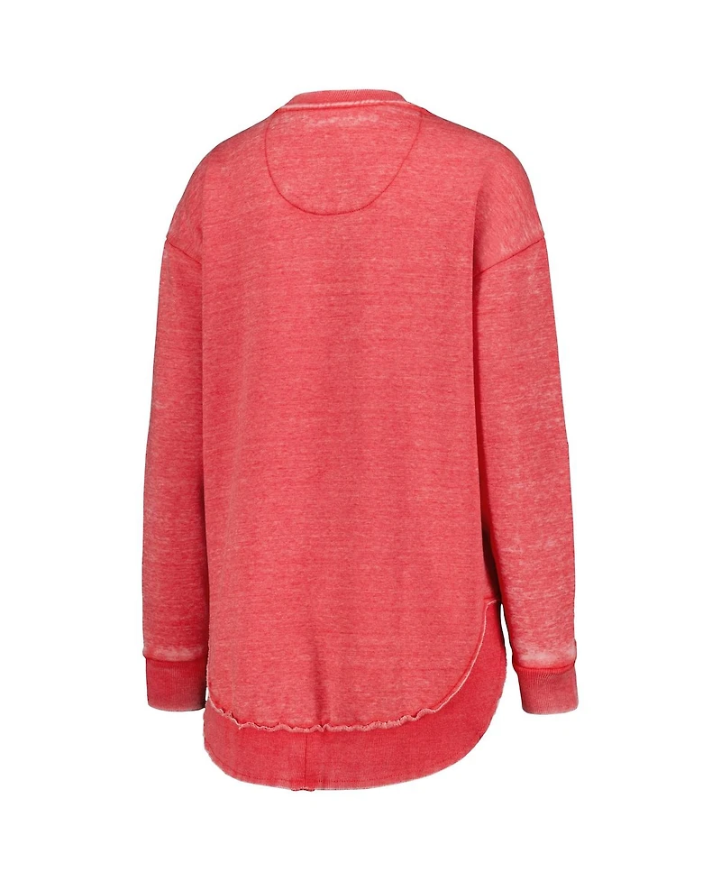 Women's Pressbox Scarlet Distressed Ohio State Buckeyes Vintage-Like Washed Pullover Sweatshirt
