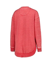 Women's Pressbox Scarlet Distressed Ohio State Buckeyes Vintage-Like Washed Pullover Sweatshirt